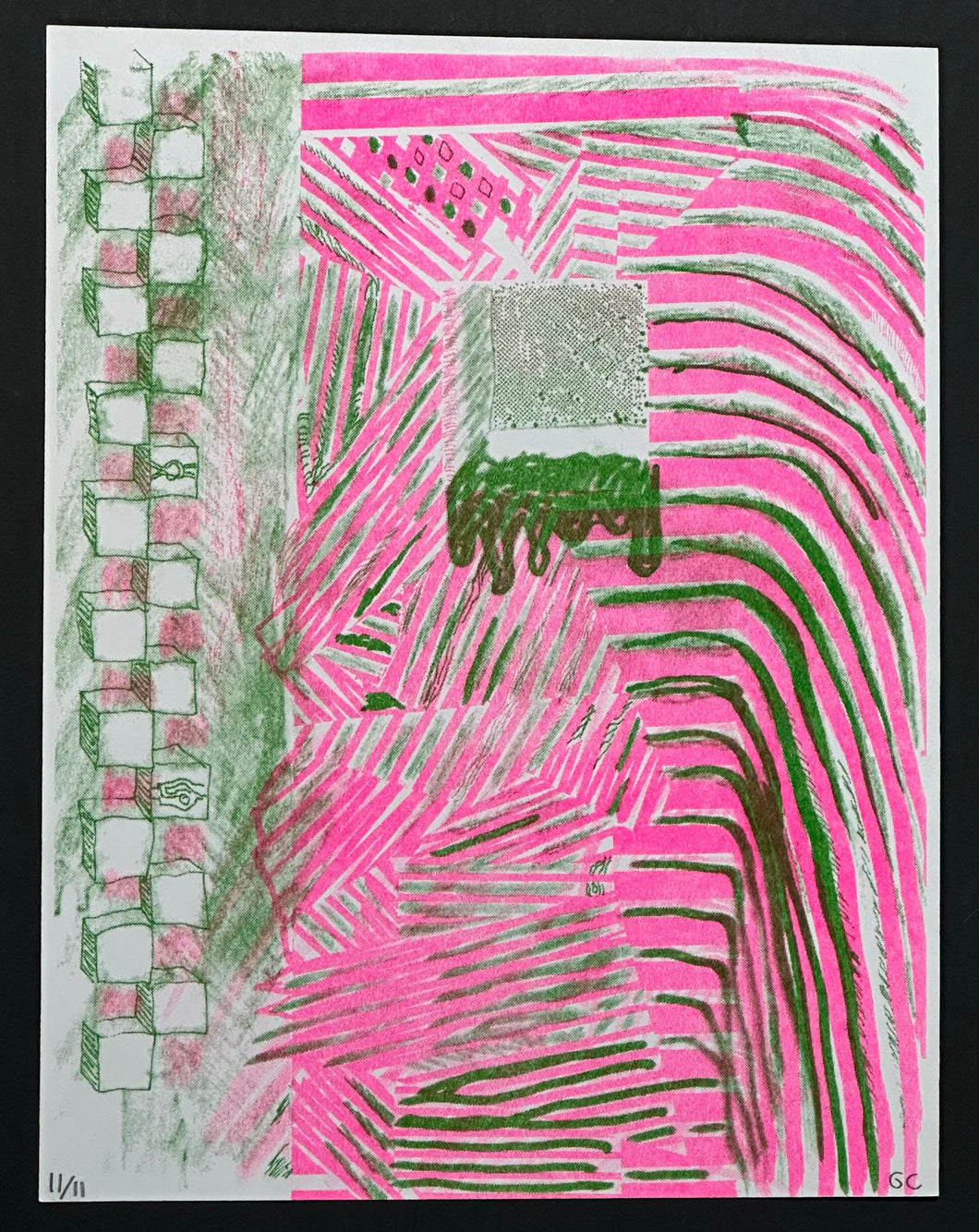 George Chen - stripes Risograph print