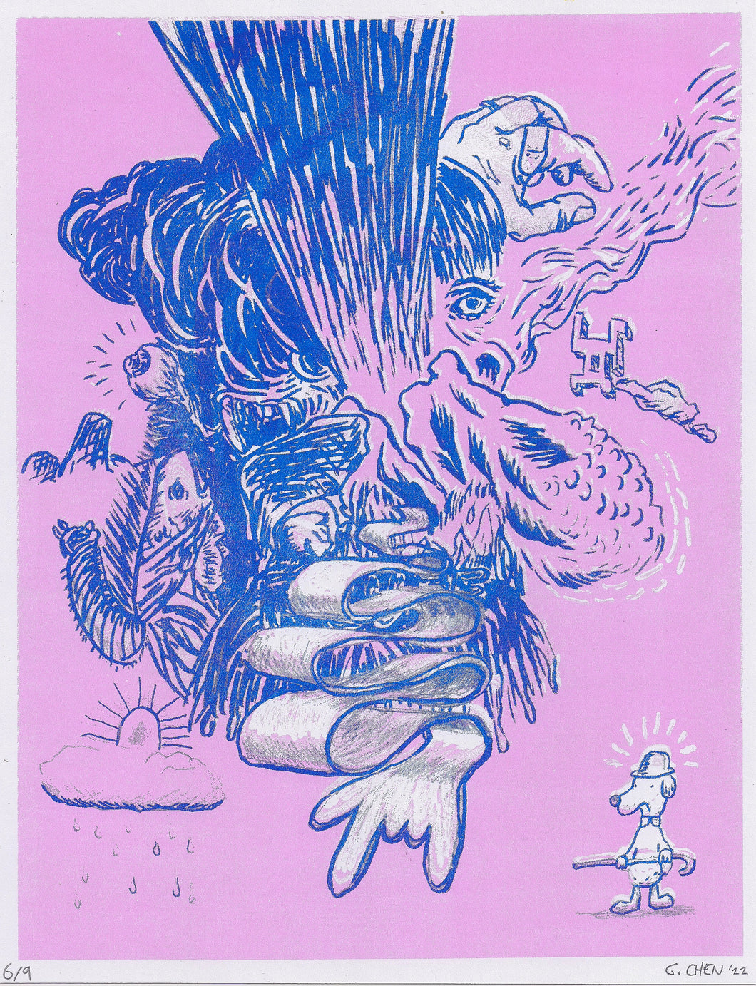 George Chen - Hands Risograph print